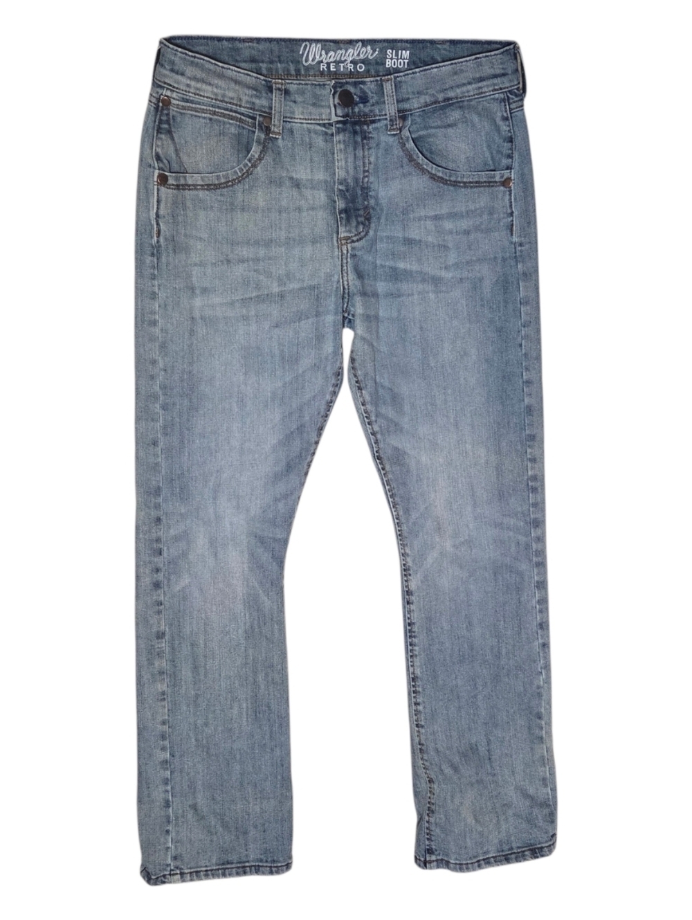 Wrangler Slim Boot Jeans Men's 29x32 Light Wash Slim Fit Denim Western Rodeo